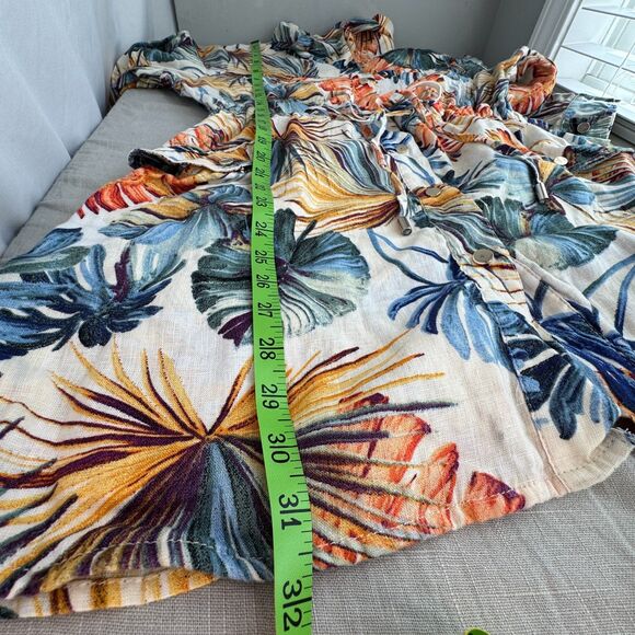 Chico’s 3P Jungle Palms Linen Utility Duster Jacket US 16/18P Multi-Color - Picture 7 of 8